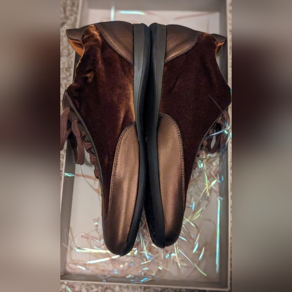 Brown/gold Santoni Velvet & Crystal Sneakers‎